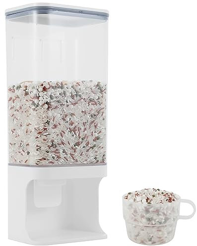 Rice Dispenser Wall Mounted 1500ml Rice Storage Containers Kitchen Grain Organizer Transparent Sealed Rice Dispenser with Lid and Cup for Beans Laundry Scent Beads Coffee Beans(1500ml)