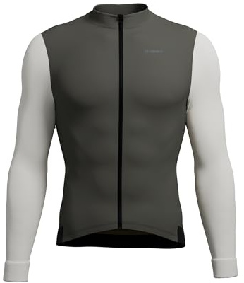INBIKE Radtrikot Herren Langarm Winter Warm Fahrradtrikot MTB Trikot Thermo Herbst Fleece Funktionsshirt Elastisch für Radsport Outdoor Sport Grün/Weiß L