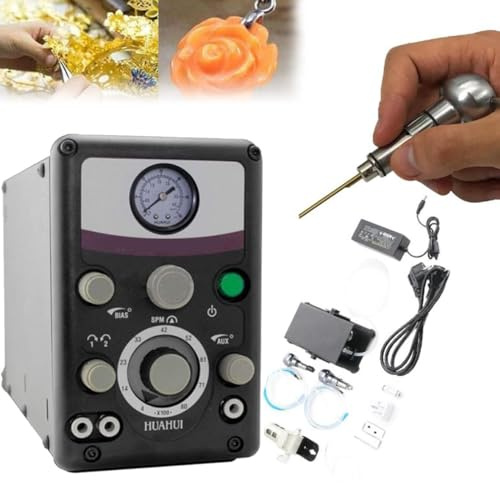 Máquina de grabado joyería neumática,220V Grabador impacto doble cabezal,Herramienta de joyería de grabado multifunción eléctrica,Graver Graver neumático 400-8000 PRM para manualidades,220V