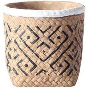 IMEITE Pots de fleurs lumineux de luxe - Pot de fleurs en céramique de style rétro - Pot de fleurs de bureau en céramique avec trou de drainage - Boîtes de fleurs d'extérieur (A, S)