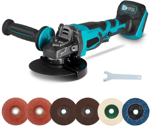 LIROPAU Cordless Angle Grinder, Compatible with Makita 18V Battery, 125MM 10000RPM Professional Electric Angle Grinder, 6 Cutting Wheels (Battery Not Included)