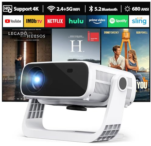 ZDK Vidéoprojecteur 2025 Nouveau [Système Android 12] | Full HD 1080P Natif Compatible 4K | 680 ANSI Haut Luminosité | Applications Intégrées | Mise en Keystone Automatique | Compatible avec PS5/Xbox.