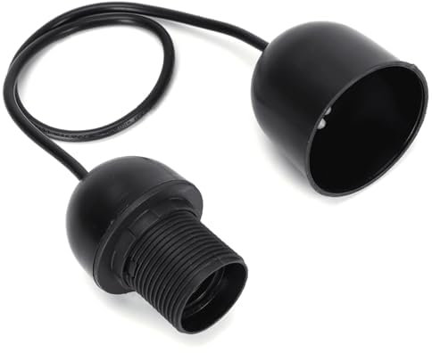 VoltShine Lamphållare - E27 plastlamphållare, kabel 2 x 0,75 mm², längd 0,5 m, svart för säkra elinstallationer