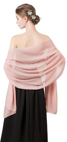 MUNSKT Estolas Chal Mujer Fular Bufandas, Estolas Fular Boda Fiesta Chiffon Bufanda，Pashmina Pañuelos Vestido Noche (Rosa)