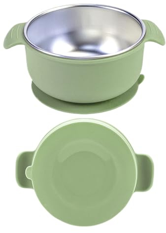 Wezalget Ciotole con ventosa per | Ciotola in acciaio inox con coperchio | Set di ciotole per pappe | Ciotola per pappe a stagna per bambini piccoli e