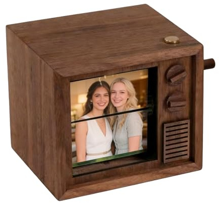 Boîte à musique portable à manivelle avec 16 albums photos et design lumineux pour cadeau de mariage et occasions spéciales