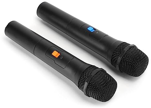 Aramox Trådlös Mikrofon ABS VHF Handhållen Mikrofon 164ft Range USB-mottagare Klart Ljud Dubbla Mikrofoner för Karaoke-tal, Möten och Festanvändning (1-till-2)