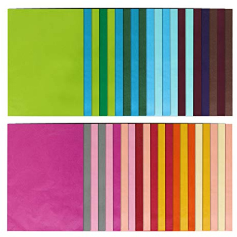 Naler Papier de Soie Emballage Coloré 60pcs en Vrac, Feuille de Soie Emballage Cadeau avec 20 Couleurs Pour Pompons, DIY, Emballage de Bouquets et Loisirs Créatifs, 50 * 70cm, Tissus artistique