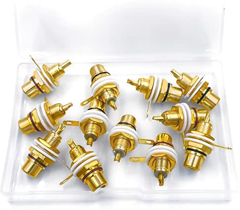 Lewttyer RCA Stecker Klinkenbuchsen Buchse Chassis Verstärkeranschluss vernickelt vergoldet Lotuskopf Schweißadapter Kupplung Verstärker (6 Paare