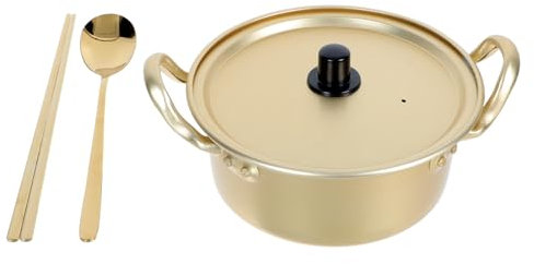 YARNOW Koreanische Ramen Nudel Topf mit Stäbchen Und Löffel Ramyun Herd Traditionellen Aluminium Instant Hot Pot Für Küche Kochgeschirr
