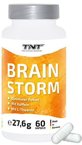 TNT BRAIN STORM (60 Kapseln) • Koffein Kapseln + L-Theanin • Energy Booster für mehr Fokus • 100mg Koffein pro Kapsel • 100% Vegan • Made in Germany