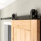 Rail Porte Coulissante 214cm Kit Roulette Suspendue Systeme Noir pour 1 Porte Coulissante Interieur 107cm Large, Petite Roue T-forme