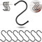 Ganci S per appendere, 8 pezzi, in nero, ganci in metallo per aste fino a Ø 25 mm, lunghezza 68 mm, s-hook cucina, appendiabiti, garage, pentole, tazze, crochet per appendere, uncino per cucina