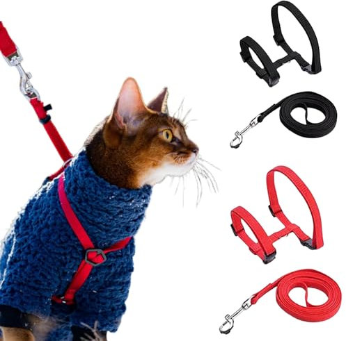 Katzengeschirr mit Leine Ausbruchsicher Verstellbar Katzenleine mit Geschirr für Katzen Nylon Katzenleine Katzengeschirr Kätzchen für kleine Katzen und Hunde