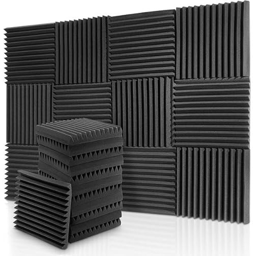 Acoustic Panels 24 Pack, Soundproof Foam Panels For Walls 1 x 12 x 12 Inches, Noise Reducing Studio Soundproofing Wedges, High Density Sound Absorbing Panels, Charcoal