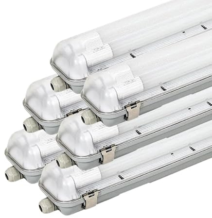 Kit de Réglette LED IP65 + 2 Tube Néon LED 120cm T8 18W - Pack de 6 / Blanc Neutre 4000K - 5500K