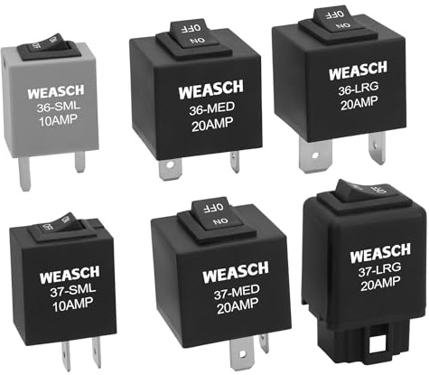 Weasch 9038 Relä bypass-brytare, relätestare, bränslepump förbikopplingsbrytarsats, paket med 6 (9038 W/O-tråd)