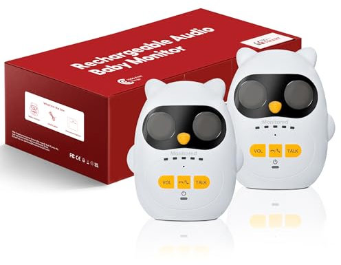 Audio-Babyphone mit wiederaufladbarem Akku, drahtlosen Intercoms für Zuhause, Full-Duplex-Intercom mit Einer Reichweite von 300M, klarem Klang, Nachtlicht - Monitor für Kinder, Senioren, Haustiere