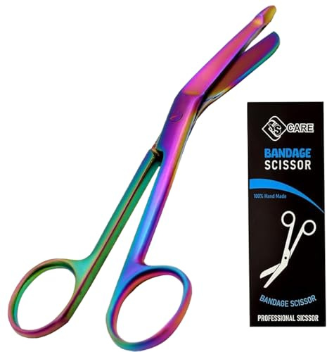 YSCARE Ciseaux à bandage en acier inoxydable pour premiers secours, ciseaux de pansement pour étudiant, infirmière, ambulancier 16,5 cm (noir) (multicolore, 16,5 cm)