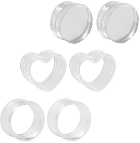 GUSXPPD Estirador De OíDos 3 Pares, Tapones AcríLicos TúNeles, TúNeles De Carne AcríLicos, Estiradores De TúNeles De OíDos, Tapones Flexibles TúNeles De Carne 6-16mm (Transparente, 10MM)