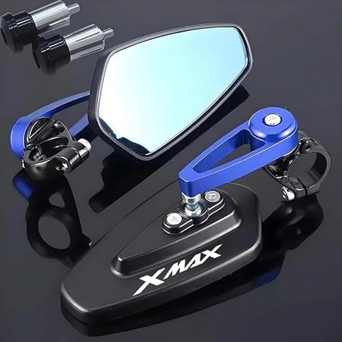 HYRHEV Specchietti retrovisori per Moto XAMX300 Xmax 300 X-Max 350 2 Pezzi estremità Manubrio CNC Nero Specchietto retrovisore per Moto(Blue)