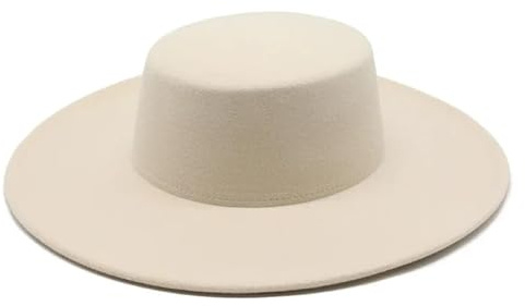 AAIXXIZAO Chapeaux Fedora Trilby Chapeau Feutre Chapeau Femme Grand Chapeau Large Chapeau Derby Mariage Jazz Chapeaux Flat Top Chapeau en Feutre 56-58Cm Beige