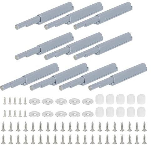 QUARKZMAN Ammortizzatore per Porte a Chiusura Ammortizzata, 10 Set Apriporta a Pressione, Ammortizzatori Magnetici per Porte Mobili con Viti Ricambio Marmitta per Ante Mobili, Grigio