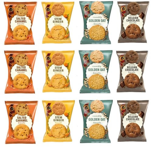 Stem Ginger, Salted Caramel, Golden Oat & Chocolate Biscuits 20 x 25g