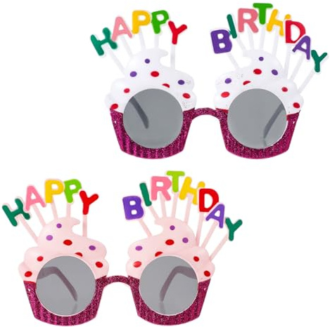 guduling 2 Pack Happy Birthday Sunglasses,Birthday Glasses,Happy Birthdays Party Sunglasses for Adults,Birthdays Photo Booth Props for Children Adult Party Decorations Gifts(Pink, White)