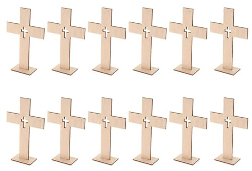 ARTSEWPLY 18 Croci in Legno per Artigianato Battesimale Non Finite Base Decorazioni da Tavolo a Croce Cattolica per Centrotavola Comunione e Ornamenti Chiesa