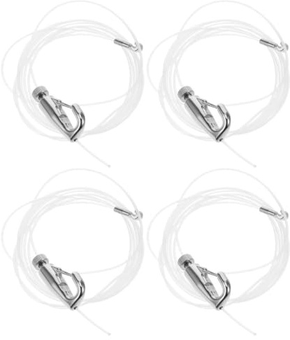 TOBBOMEY Kit de 4 Crochets pour Cimaise avec Câble Nylon Réglable 2 M, Acier Inoxydable, Système Suspendre Robuste pour Tableaux, Miroirs et Décorations Murales, Matériel de Fixation