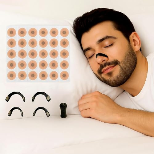 Bande Nasale Magnétique, 60 Pièces de Anti Ronflement Nasal Strips, Ecarteur Nasal, Aimant Nez Respiration Améliorent la Qualité du Sommeil et le Confort Respiratoire (Blanc, 60 Pièces)
