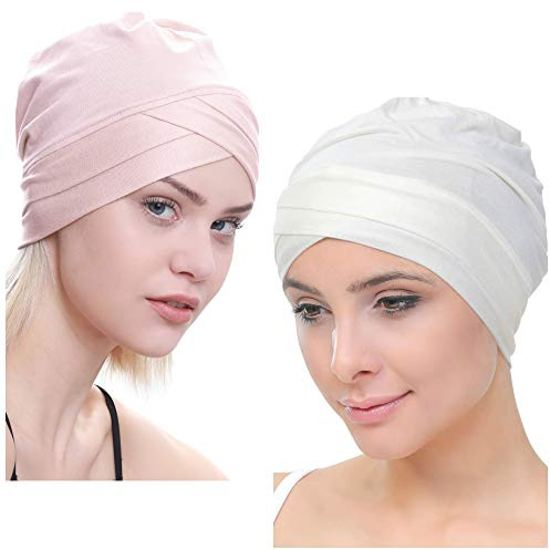 Deresina Modelo W Gorra Delantera de Algodón y Bambú para Pérdida de Cabello, Quimioterapia (x Powder- Cream)