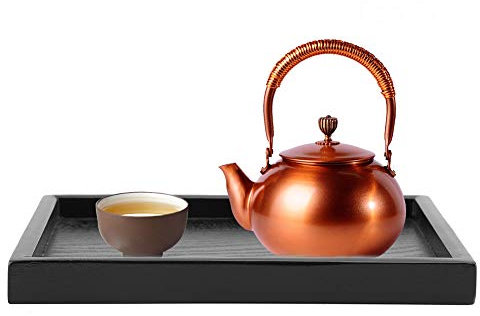 Bandeja de Madera,Bandeja Rectangular,Bandeja Negra Decorativa,para Café Aperitivos Frutas Postre Desayuno Picnic,Bandeja Antideslizante Borde Alto Bandeja