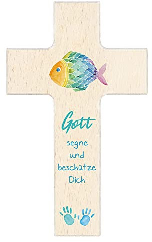 Fritz Cox Kinderkreuz 'Gott segne & beschütze Dich' 20cm ideal für's Kinderzimmer! Natürlich