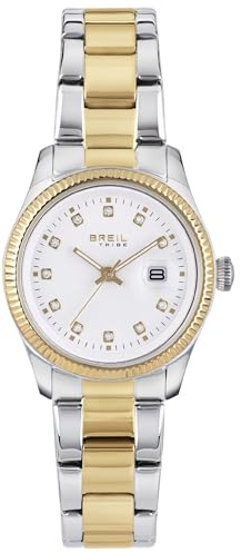 Breil, Collezione Classic Elegance, Orologio Donna, in Acciaio Silver e IP Gold, Movimento al Quarzo Solo Tempo, Quadrante Bianco, Lunetta con Pattern Zigrinato, Resistente all'Acqua, Silver-Gold
