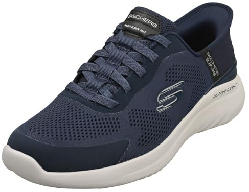 Skechers Chaussures à Enfiler Mains Libres pour Homme : Bounder 2.0 Sneaker, Bleu Marine, 42 EU