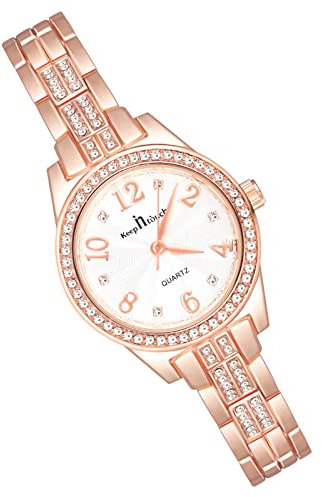 MicLee Damenuhr Analoge Rosegold Armbanduhr Einfaches Rundes Zifferblatt Quarzuhr