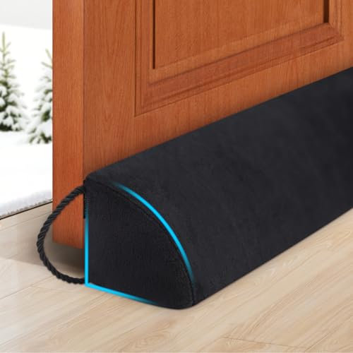 HomeProtect Dragstopp under dörr 76 cm triangel dörr väderskalning minska vind/bris buller ljusblockerare dörr sop, förbättrad triangeldesign passar 0 till 5 cm dörrluckor svart