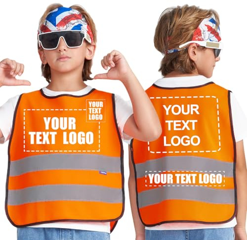 A-SAFETY Customized LOGO Orange 6-9 Years kids High Vis Reflective construction Safety vest Personalized printing