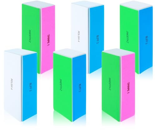 COMNICO Blocco buffer per unghie a 4 vie, 6 lime lucidanti per unghie, levigate, professionali, lucidatrici rettangolari (colorate)