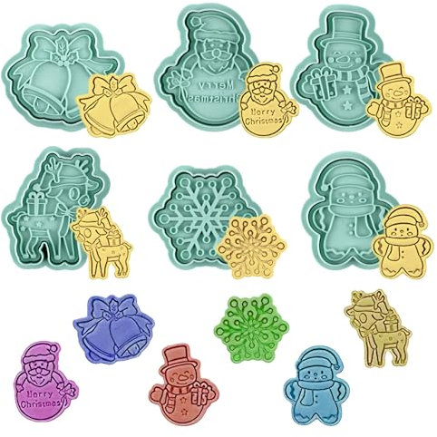 Ausstechformen Weihnachten, 8 Stück Plätzchen Ausstecher Weihnachten, 3D Keksausstecher Weihnachten Kinder, DIY Weihnachtsausstecher Set für Kekse Backen Tortendeko Motivtorten Küche Zubehör (A)