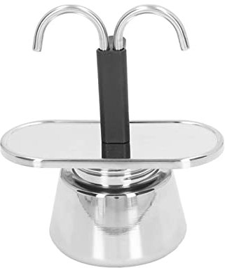 BAFOVY Olla Moka de Acero Inoxidable de 100 Ml con Doble Tubo, Colador Antideslizante Antiescaldaduras, Ampliamente Utilizado para café Expreso, Capuchino, café con Leche, con Material