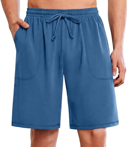 Aseniza Pyjamasbyxor för män i bomull för män korta pyjamasbyxor mjuk sömn lediga nattshorts och fickor shorts sommar