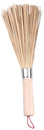 IMIKEYA 3pcs Natural Bamboo Wok Cleaner Brush Heavy Duty Scrubbing Brush for Kitchen Oil Pot Cleaning Tools Wooden Handle