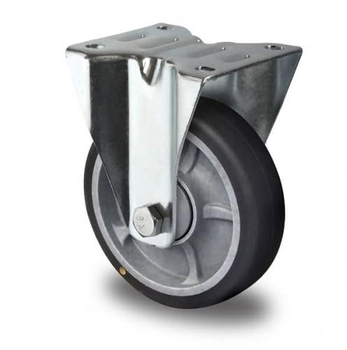 KM Roulette fixe ESD Ø 125 mm avec roulement à billes, plaque 105 x 80 mm, surface de roulement en TPE