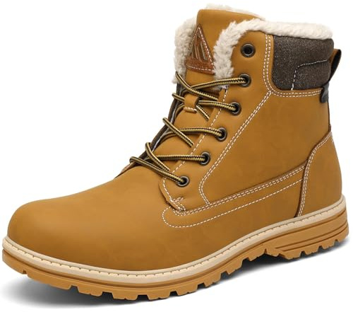 Mishansha Uomo Stivali da Neve Donna Scarponcino Invernali Caloroso Unisex Trekking Scarpe Inverno Outdoor Antiscivolo, Marronechiaro 44 EU