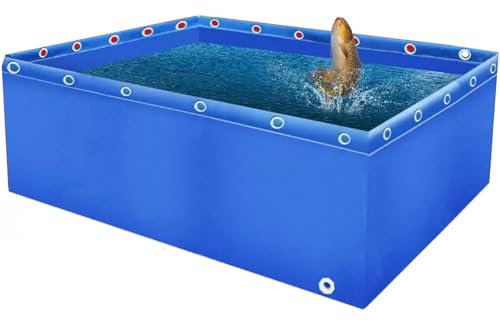 Guyifuny Piscina de PVC para Acuario, Estanque de Lona con válvula de Drenaje, Duradera, para cría de koi, riego de Jardines y Almacenamiento de Agua, Color Azul, 2 x 1 x 1 m