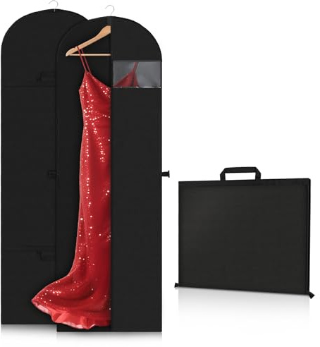 2PCS Kleidersack Lang 180 cm, faltbar mit Griff für Abendkleider Mantel