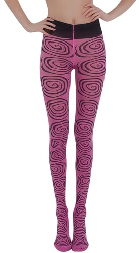 NUFIWI Women Sexy Sheer Patterned Tights Leggings Pantyhose Stockings Colorful Y2k Funky Tights Vintage 90s Streetwear (Swirl, One Size)